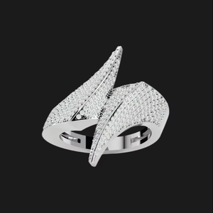 Anillo de Lujo de Moissanita con Doble Ola, Engaste Pavé Iced Out, Acabado en Plata 925, Joyería Elegante y Distintiva, Diseño de Regalo de Moda para Mujer - Product Image 1