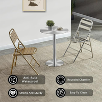 Table à manger moderne en acier inoxydable avec piétement sur pieds, plateau en marbre facile à nettoyer, mobilier de salle à manger 4 places pour restaurant