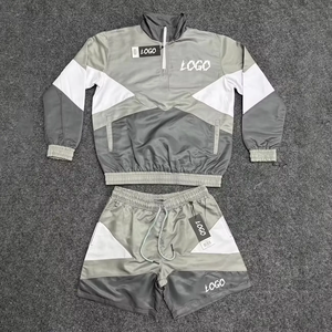 Custom Windbreaker Jacket and Shorts Set Breathable <b>Running</b> Sportswear Premium Manufacturer Bulk Production - Product Image 6