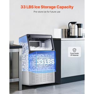 Macchina per il ghiaccio commerciale da 120 libbre/24 ore con capacità di stoccaggio di 33 libbre, 55 cubetti di ghiaccio in 15 minuti, pompa di scarico digitale a LED - Product Image 3