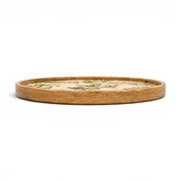 Plateau de service rond en bois artisanal de 11 pouces |   Plateau en bois décoratif à motifs floraux |   Plateau de service multifonctionnel pour thé et en-cas