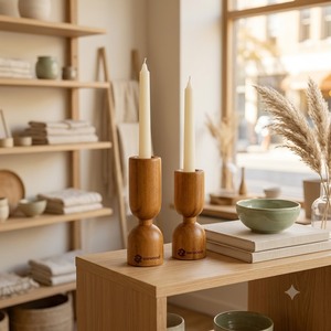 Support de bougie en bois pour bougies chauffe-plat, design moderne et minimaliste, décoration en bois naturel, logo personnalisé OEM, fait main, mariage - Product Image 4