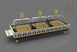 Juego de Vajilla de Diseño Personalizado de Lujo Premium, Metal Dorado, Vidrio Ecológico, Tazón para Servir, Cúpula de Vidrio, Tarro para Dulces, Bandeja - Product Image 3