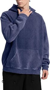Retro Washed Hoodie – Oversized Fit Cotton <b>Blend</b> Sweatshirt with Front Pocket for men - Product Image 3