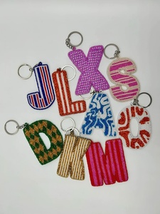 Elegant Layered Alphabet Design Beaded Custom <b>Initial</b> Fabric Classic Keychain Letter Colorful Embroidered Fashion Accessory Gift - Product Image 5