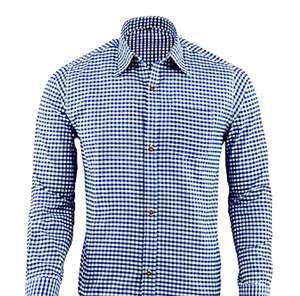 <b>Men</b>’s <b>Blue</b> Bavarian Trachten Oktoberfest <b>Shirt</b> Cotton Long Sleeve European Heritage S to 4XL - Product Image 1