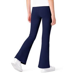 <b>Girls</b> Navy Blue <b>Flared</b> Pants Knit Cotton Spandex Stretch Fit <b>Leggings</b> Custom Logo School Uniform For Children - Product Image 2