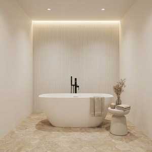 Baignoire autoportante moderne, écologique et durable, blanche, modèle FW-3302, pour salle de bain d'appartement - Product Image 5