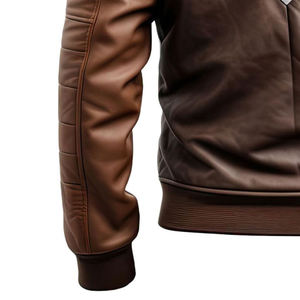 Blouson tendance en cuir véritable coupe-vent pour homme, doublure en coton, logo personnalisé, style motard, disponible en OEM/ODM, vêtement d'extérieur vintage pour l'hiver - Product Image 5