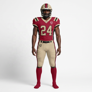 Conjunto de Uniforme de Fútbol Americano para Hombre Adulto, Jersey Rojo y Dorado, Pantalones, Casco, Calcetines, Poliéster Transpirable - Product Image 5