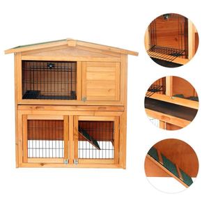 40\" Triangle Roof A-Frame Wooden Pet Cage Small House Chicken Coop Waterproof Rabbit Hutch for Pets Natu Pet Houses & Furniture - Product Image 5