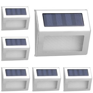 Paquete de 6 Lámparas Solares LED de Acero Inoxidable para Exteriores, Lámpara de Cerca para Jardín, Patio Trasero, Escaleras, Paredes, Caminos - Product Image 1