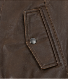 Veste en cuir marron de haute qualité pour homme, style automne, fausse fourrure - Product Image 3