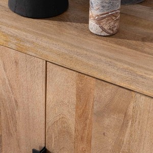 Vandana Amber Spirit Four-door <b>sideboard</b> in solid mango wood with metal handles Vikka - Product Image 6