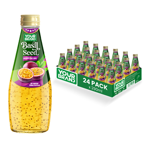 Échantillon Gratuit 290ml Boisson aux Graines de Basilic de Votre Marque avec Jus de Fruit de la Passion ISO HALAL KOSHER Marque Privée Prix de Gros OEM ODM - Product Image 1