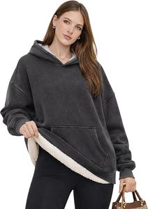 Winter Heavyweight Sherpa Fleece <b>Hoodie</b> OEM Acid Wash Sherpa <b>Hoodie</b> Manufacturer Garment Dyed Sherpa <b>Lined</b> <b>Hoodie</b> Streetwear - Product Image 4