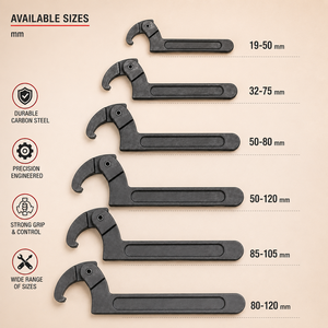 Adjustable Hook Wrench C Type <b>Spanner</b> Industrial Bearing Collar Lock Nut Maintenance Mechanical Hand <b>Tool</b> for Professional Use - Product Image 2