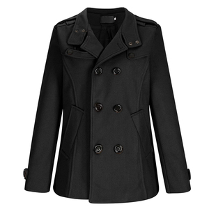 Casual Wear Black Color Long <b>Pea</b> <b>Coat</b> Breathable Windproof Warm Fall Winter Plus Size Windbreaker Winter Fleece Outdoor <b>Pea</b> <b>Coat</b> - Product Image 1