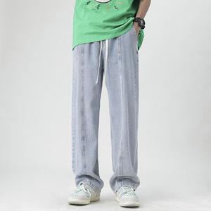 wholesale Men's Jeans High Quality Denim Jeans Pant Men Straight Leg High <b>Waist</b> Denim Jeans Pants - Product Image 5