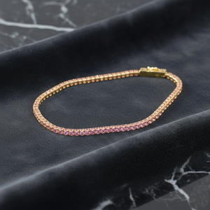 14KT Gold Fine Jewelry Lab Pink Sapphire Tennis <b>Bracelet</b> - Product Image 1