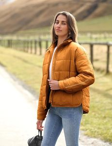 Chaqueta Acolchada para Mujer, Color Sólido, Manga Larga, Cuello Alto, Cierre de Cremallera, para Otoño, Material de Poliéster - Product Image 4