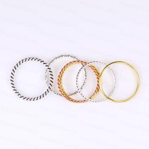 Trendy Multi Piece Stackable <b>Ring</b> Set 925 Sterling <b>Silver</b> Textured Beaded Twisted Band <b>Rings</b> Tri-Color Gold Plated Fine Jewelry - Product Image 4