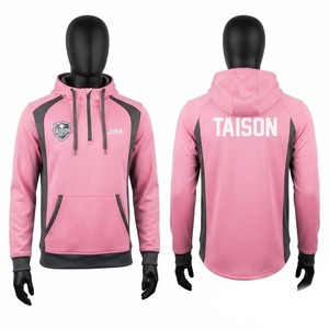 Sudadera Deportiva Unisex TAISON SPORTS para Otoño, 330g, Forro Polar de Poliéster, Impermeable, Transpirable, Ecológica, con Bolsillo, Color Rosa Deportivo en Contraste - Product Image 2