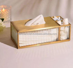 Elegante caja de pañuelos de latón, diseño moderno, tamaño personalizable, estilo artesanal para el hogar, oficina, decoración para sala de estar - Product Image 3
