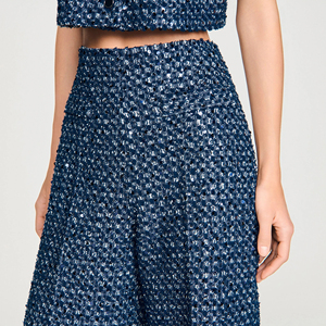 High Waist Straight Leg <b>Wool</b> Nylon Trousers Smart Casual Autumn Woven Midweight Elastic Waist Flat Front Blue - Product Image 6