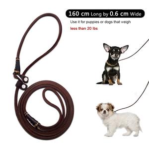 Luxury Soft Genuine Leather <b>Dog</b> <b>Leash</b> Heavy Duty Braided Pet Lead Padded Handle Adjustable Solid Brass Hook Lace Fashion Simple - Product Image 6