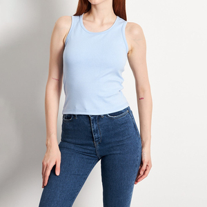 Débardeurs pour femmes à prix abordable, avec logo personnalisé sur le devant, coupe décontractée et ajustée, unis, sans manches, pour l'entraînement, grandes tailles, respirants - Product Image 2