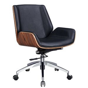 Sedia da ufficio ergonomica in vera pelle con schienale basso sedile senza braccioli per riunioni - Product Image 1