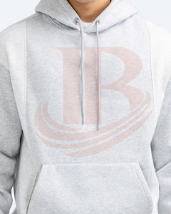 Sweat-shirt à capuche gris clair pour homme, coupe classique, en coton French Terry, avec poche kangourou, décontracté, manches longues, pour tous les jours - Product Image 3