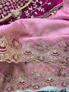 Sequence Buti <b>Satin</b> Saree with Jhalar Tassel <b>Blouse</b> Royal <b>Satin</b> Sequence Saree – Net Back Jhal <b>Blouse</b> Heavy Buti Embroidered - Product Image 4