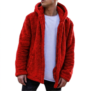 Veste polaire à capuche vert olive pour homme, coupe classique, décontractée, couleur unie, fermeture éclair, style Teddy, chaude pour l'hiver, écologique, séchage rapide - Product Image 3