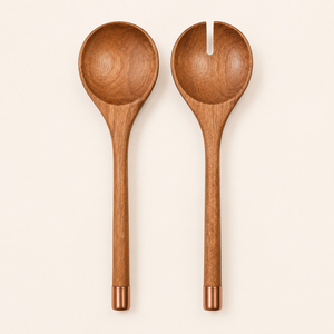 Premium Acacia Wood <b>Salad</b> Server Set of 2 Handcrafted Long Handle Wooden Serving Spoons & Fork Eco-Friendly for Home Restaurant - Product Image 6