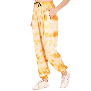Orange-Color Sublimation-Printed Tie-Dye <b>Women</b> Breathable Fashion Cotton-Drawstring Sweat Pants Track Gym <b>Baggy</b> Fleece Pants - Product Image 2
