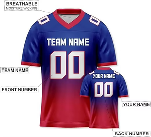 Camiseta de Fútbol Americano Personalizada, Regalo para Hombres, Mujeres, Jóvenes y Niños, Fanáticos del Deporte, Nombre del Equipo y Número Impresos y Cosidos, Camiseta de Rugby con Degradado - Product Image 5