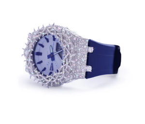 Reloj Digital Unisex de Lujo con Esfera de Cristal, Caja de Moissanita, Correa de Acero Inoxidable Azul, Forma Redonda de 40 mm, Resistente al Agua 10 Bar - Product Image 2