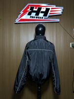 Veste coupe-vent en polyester noire pour homme, fermeture éclair intégrale, logo sur le devant, vêtement d'automne