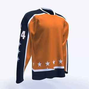 Camiseta de hockey sobre hielo de manga larga, tela deportiva con control de humedad, logotipo personalizado, ropa de equipo, en venta. - Product Image 1
