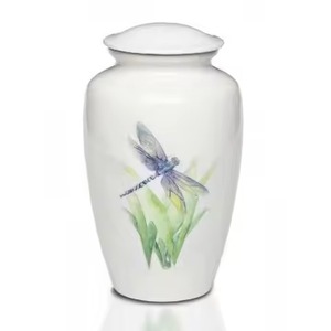 Urne funéraire vert sauge en cèdre avec branche de baie d'oiseau des neiges, pour commande directe usine, pour niche de columbrière - Product Image 5