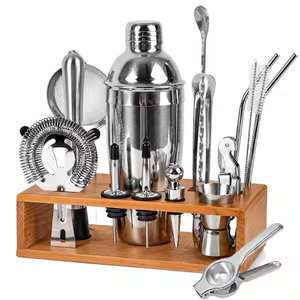 Juegos de herramientas de barman de acero inoxidable hechos a mano con soporte de madera para fiestas, juegos completos de herramientas de bar para cócteles - Product Image 6