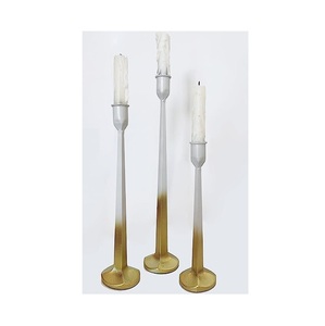 Vente chaude Table De Mariage Décoratif Pièce Maîtresse Bougeoirs ENSEMBLE/3 Bougeoirs En Métal Coniques Avec Double Tone Fini - Product Image 1