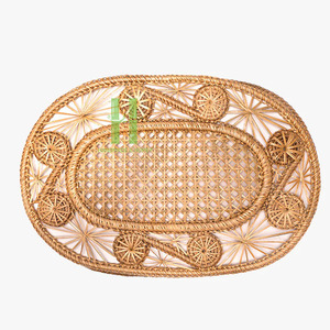 Tendance du moment : Assiette de présentation en rotin naturel écologique, Décoration murale, Set de table rond en rotin fleuri, Rotin 2026 Fabriqué au Vietnam - Product Image 4