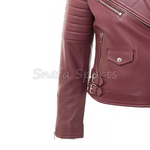 แจ็คเก็ตหนังผู้หญิงสไตล์มินิมอล ดีไซน์เรียบง่ายแต่ทันสมัย เหมาะสำหรับแฟชั่นประจำวัน แจ็คเก็ตหนังที่ดีที่สุด - Product Image 4