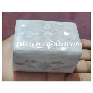 Meilleure qualité No.1 pur blanc nacre incrustation marbre fleur conception Rectangle forme boîte à bijoux boucle d'oreille meilleur emballage - Product Image 3