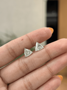 1.683 Carat Triangle Lab Created Diamond <b>Earrings</b> 18K Solid Gold Geometric <b>Studs</b> High Quality Modern Fashion Women <b>Fine</b> Jewelry - Product Image 1