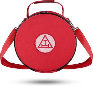 Estuche para Emblema Bordado Triple Tau del Arco Real Masónico – Bolsa de Almacenamiento Redonda Premium para Regalia con Correa para el Hombro y Asa de Mano - Product Image 1