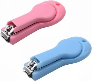 <b>Pink</b> And Blue Nail Clippers With Rounded Blade For Finger Use Portable Plastic Design Simple Style Child Size - Product Image 1